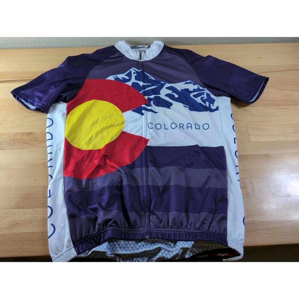 Colorado Cycling Jersey Mens Medium Polyester Mountain Graphic Full Zip Pockets